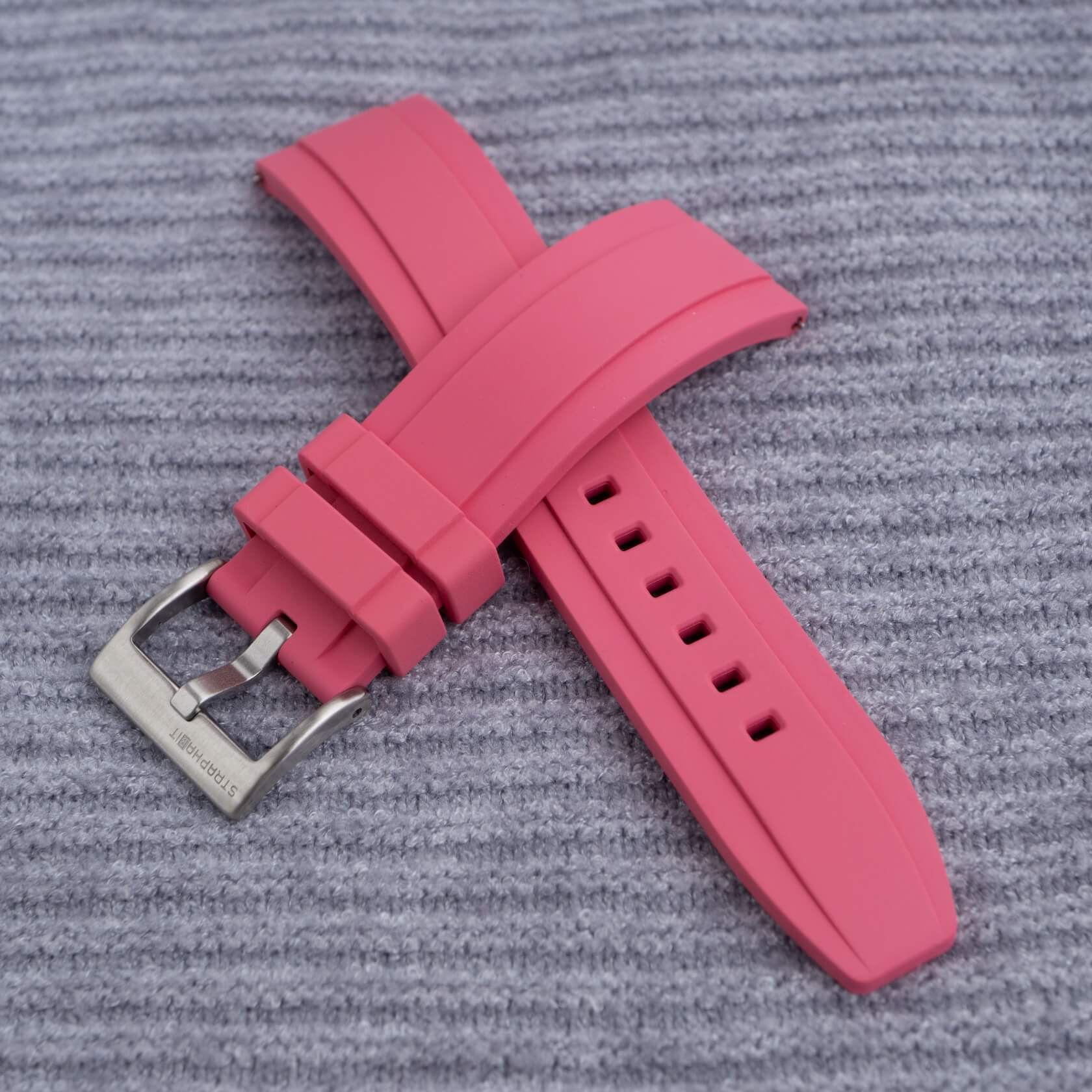 Pink FKM Rubber Strap by Brodinkee and StrapHabit