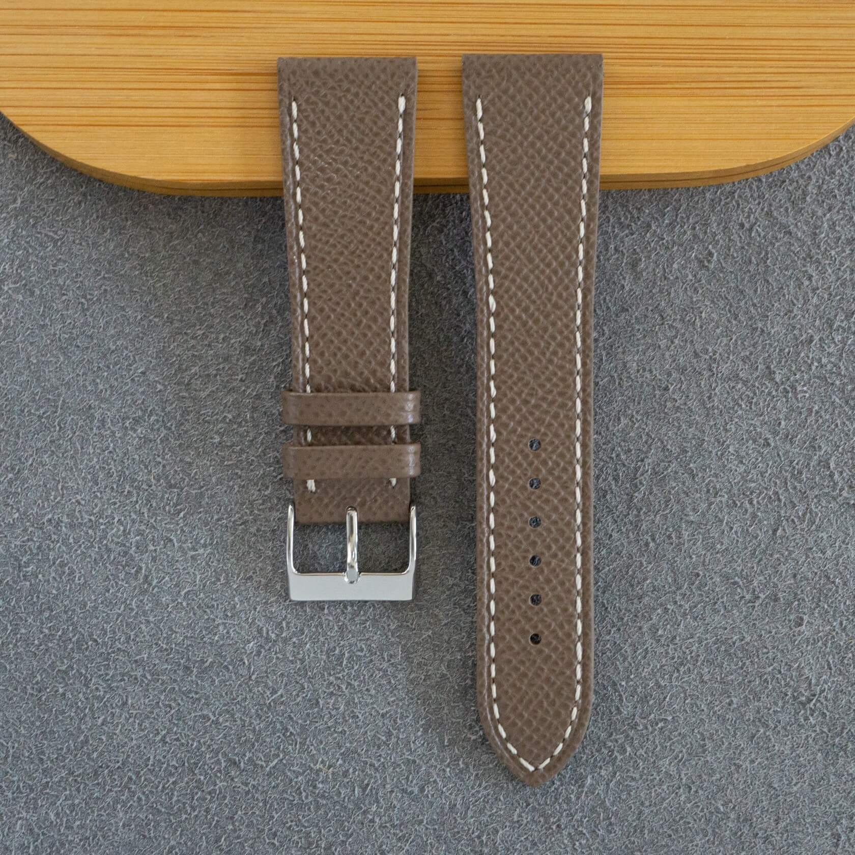 Pebbled toupe leather strap
