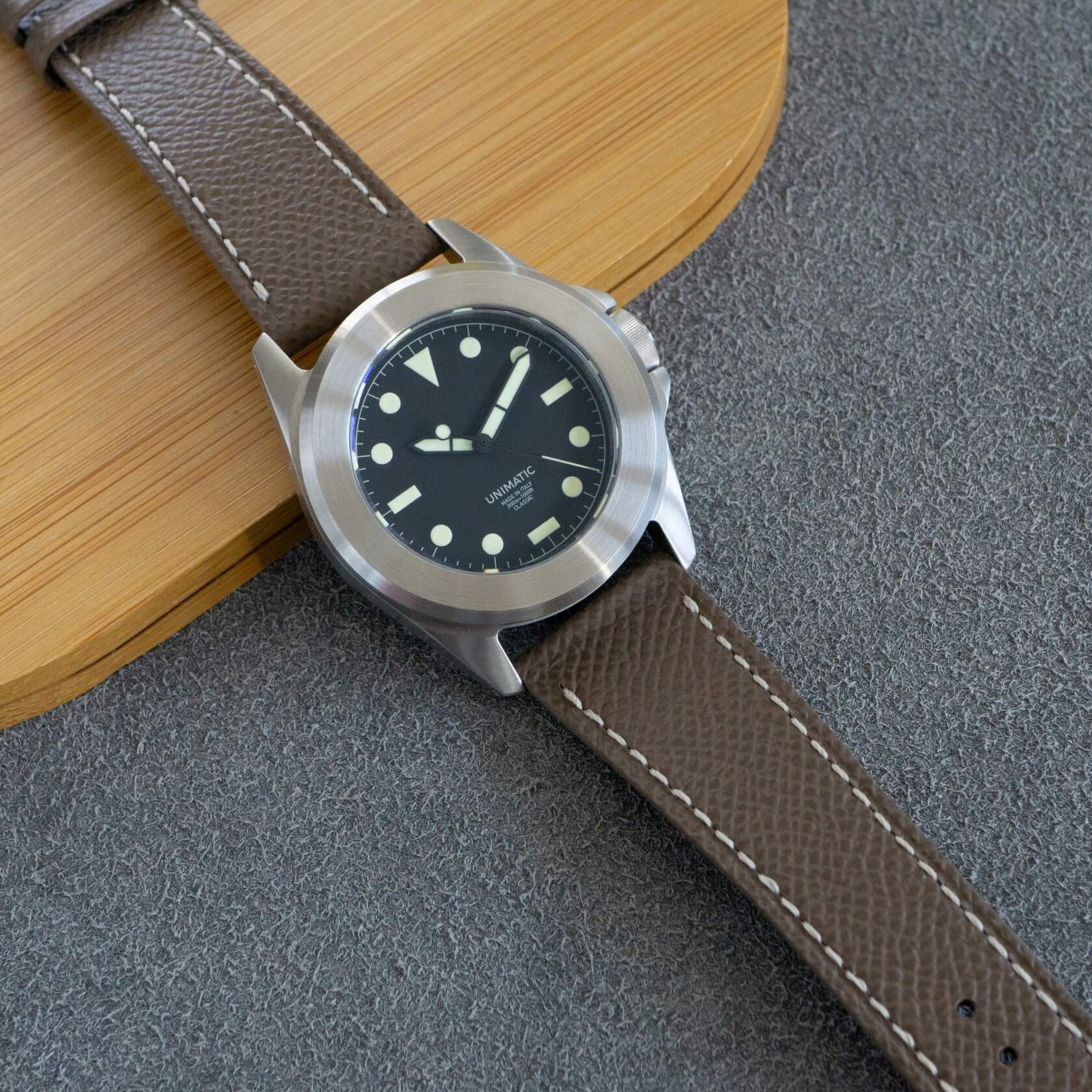 Sestriere Leather Watch Strap on a Unimatic Quattro